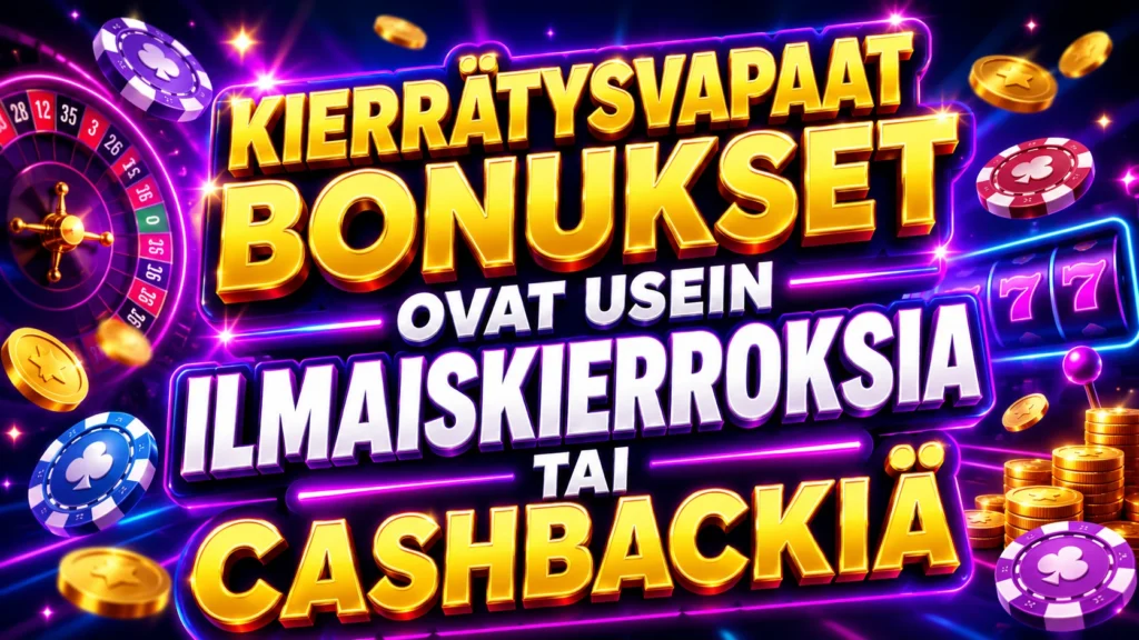 Kierrätysvapaat bonukset ovat yleensä ilmaiskierroksia tai cashbackiä